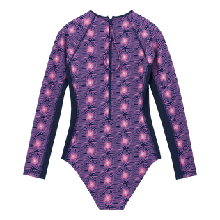 Women Long Sleeves One-Piece Rashguard Hypno Shell Navy back view