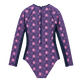 Women Long Sleeves One-Piece Rashguard Hypno Shell Navy back view