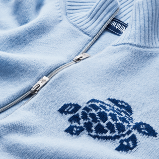 Men Wool Cashmere Full Zip Sweater Turtle Glacier details view 1