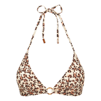 Turtle Leopard Neckholder-Bikinioberteil für Damen Straw Vorderansicht