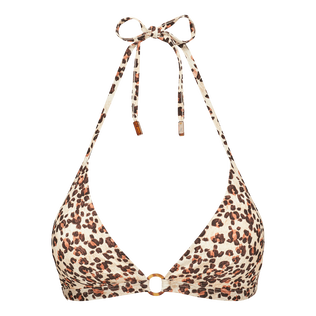 Turtle Leopard Neckholder-Bikinioberteil für Damen Straw Vorderansicht