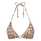 Top de bikini anudado alrededor del cuello con estampado Turtles Leopard para mujer Straw vista frontal