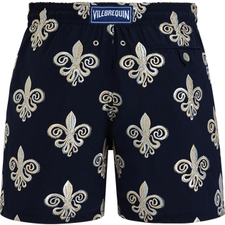 Men Swim Shorts Embroidered Fleur de Poulpes - Limited Edition Navy back view