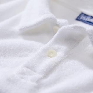 Polo bambino in spugna tinta unita Bianco dettagli vista 1