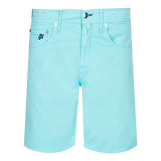 Men 5-Pocket Satin Cotton Bermuda Shorts Lagoon front view