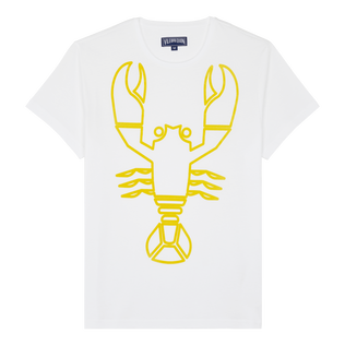 男士植绒 Lobster 印花有机棉 T 恤 White 正面图