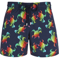 Bañador elástico con estampado Tortues Rainbow Multicolor para hombre - Vilebrequin x Kenny Scharf Azul marino vista frontal