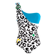 Damen Einteiler Bedruckt - Asymmetrischer Leopard Bandeau-Badeanzug für Damen – Vilebrequin x JCC+ – Limitierte Serie, Weiss Vorderansicht