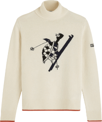 Dolcevita uomo in lana jacquard Off white vista frontale
