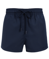 Men Short Merino Wool Swimwear Micro Carreaux - Vilebrequin x The Woolmark Company Navy front view