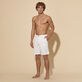 Men Tencel Cotton Bermuda Shorts Solid White front worn view
