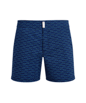 Pantaloncini mare corti uomo con cintura piatta Fish Net Blu marine vista frontale
