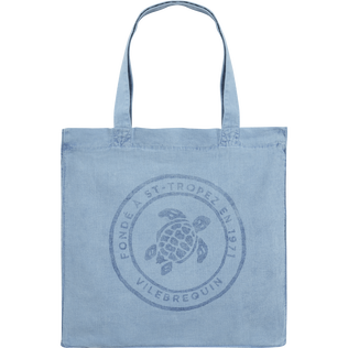 Linen Turtle Unisex Tote Bag Mineral Dye Source front view