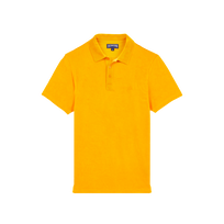 Polo en coton éponge organique homme uni Mangue vue de face