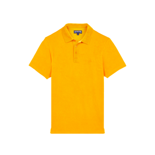 Polo en coton éponge organique homme uni Mangue vue de face
