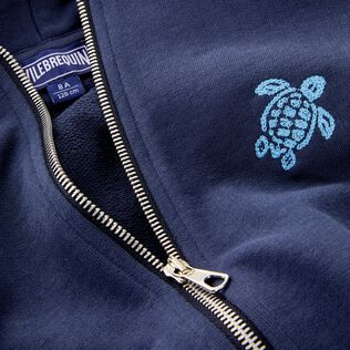 Boys Hoodie Front Zip Sweatshirt Placed Back Logo Navy details view 1