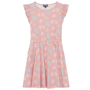 Vestido de algodón orgánico con estampado Ronde Des Tortues para niña Boudoir vista frontal
