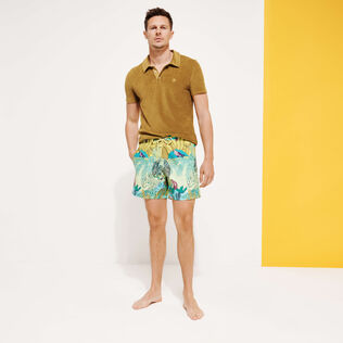 Polo de color liso en tejido jacquard para hombre Corteza detalles vista 2