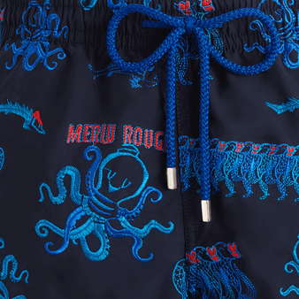 Men Swim Trunks Embroidered Au Merlu Rouge - Limited Edition Navy print
