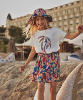 Flowers in the Sky T-Shirt aus Bio-Baumwolle für Mädchen Weiss Vorderseite getragene Ansicht
