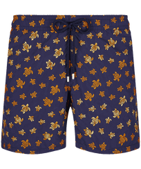 Men Embroidered Embroidered - Men Embroidered Swim Shorts Micro Ronde Des Tortues - Limited Edition, Navy front view