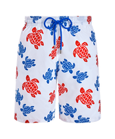 Men Long Swim Shorts Tortues Multicolores White front view