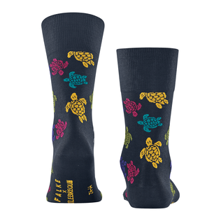 Men Socks Rondes des Tortues Multicolores - Vilebrequin x Falke Midnight blue back worn view