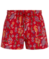 Men Short Swim Trunks Mosaïque Poppy red front view