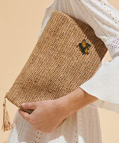 Raffia Unisex Beach Pouch Hemp women front worn view