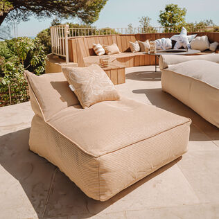 Raffia-effect cushion with octopus embroidery - VBQ x MX HOME Beige 细节视图1