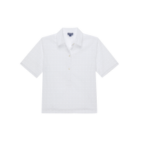 Women Cotton Polo Broderie Anglaise White front view
