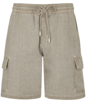 男士矿物染色亚麻百慕大短裤 Eucalyptus 正面图