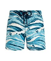 Men Stretch Swim Shorts Wave - Vilebrequin x Maison Kitsuné Blue front view