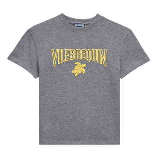 T-shirt bambino con logo floccato Heather anthracite vista frontale