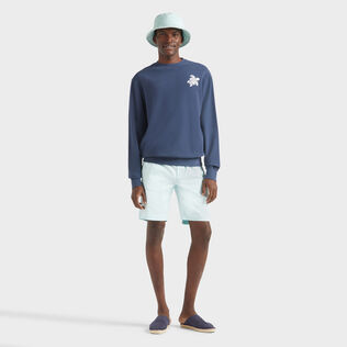 Men Tencel and Cotton Bermuda Shorts Satin Pacific details view 1