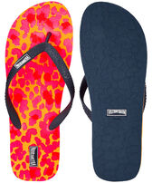 New Leopard Flip-Flops für Herren Apricot Vorderseite getragene Ansicht