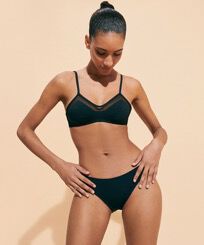 Women Bikini Top Transparency Effect Black front worn view