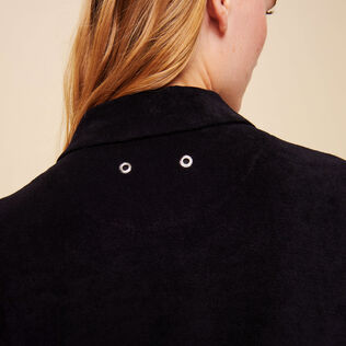 Camisa de bolos lisa en tejido terry unisex Negro detalles vista 1