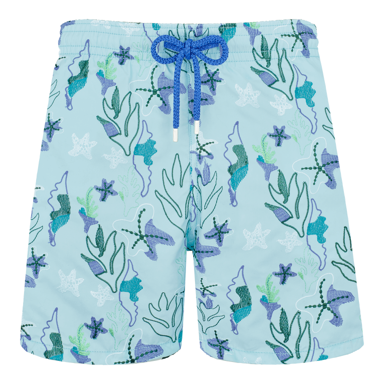 Men Swim Shorts Embroidered Camo Seaweed - Swimming Trunk - Mistral - Blue