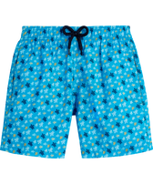 Boys Ultra-Light and Packable Swim Trunks Micro Ronde Des Tortues Rainbow Hawaii blue front view