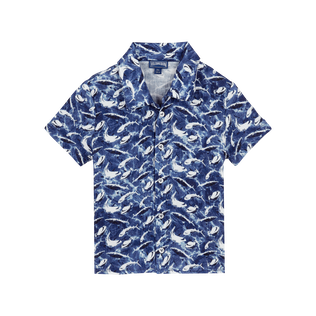 男童整版 Requins 棉质衬衫 Navy 正面图