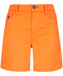 Bermudas de satén de algodón elástico con cinco bolsillos para mujer Mandarina vista frontal