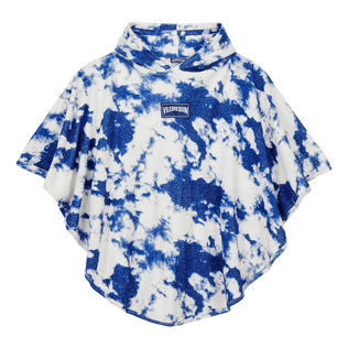 Poncho en tejijdo terry con estampado Tie & Dye para niños Azul marino vista frontal