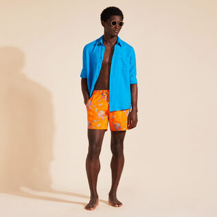 Men Swim Trunks Embroidered Medusa Flowers - Limited Edition Apricot details view 1