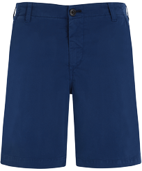 Men Cotton Bermuda Shorts Solid Sea blue front view