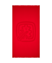 Organic Cotton Towel - Vilebrequin x Ines de la Fressange Poppy red front view