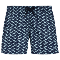 Boys Swim Shorts Net Sharks Navy front view
