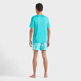 Camiseta de algodón con estampado Jacquard Turtle para hombre Disco green vista trasera desgastada