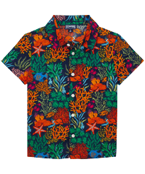 Chemise garçon Fonds Marins Multicolores Bleu marine vue de face