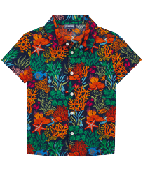 Camisa con estampado Fonds Marins Multicolores para niño Azul marino vista frontal